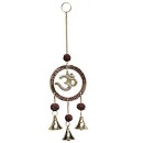 Om Symbol Brass Chime With Rudraksha Beads 10"