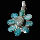 Raw Emerald Flower Pendant Set In Silver