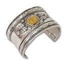 Base Metal Cuff With Real Agate Stone